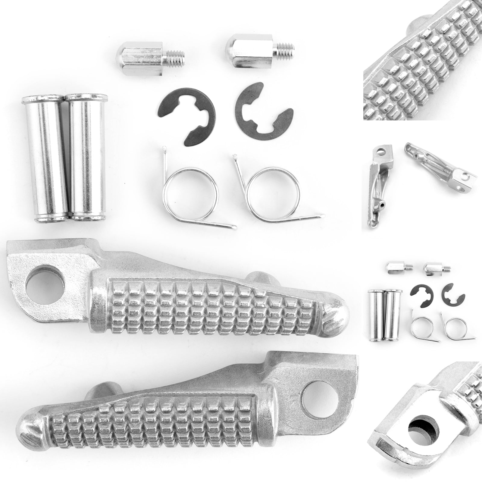 Reposapiés delantero para Kawasaki ZX6R Z750 Z1000 ZX9R ZX10R NINJA 250 Plata Genérico