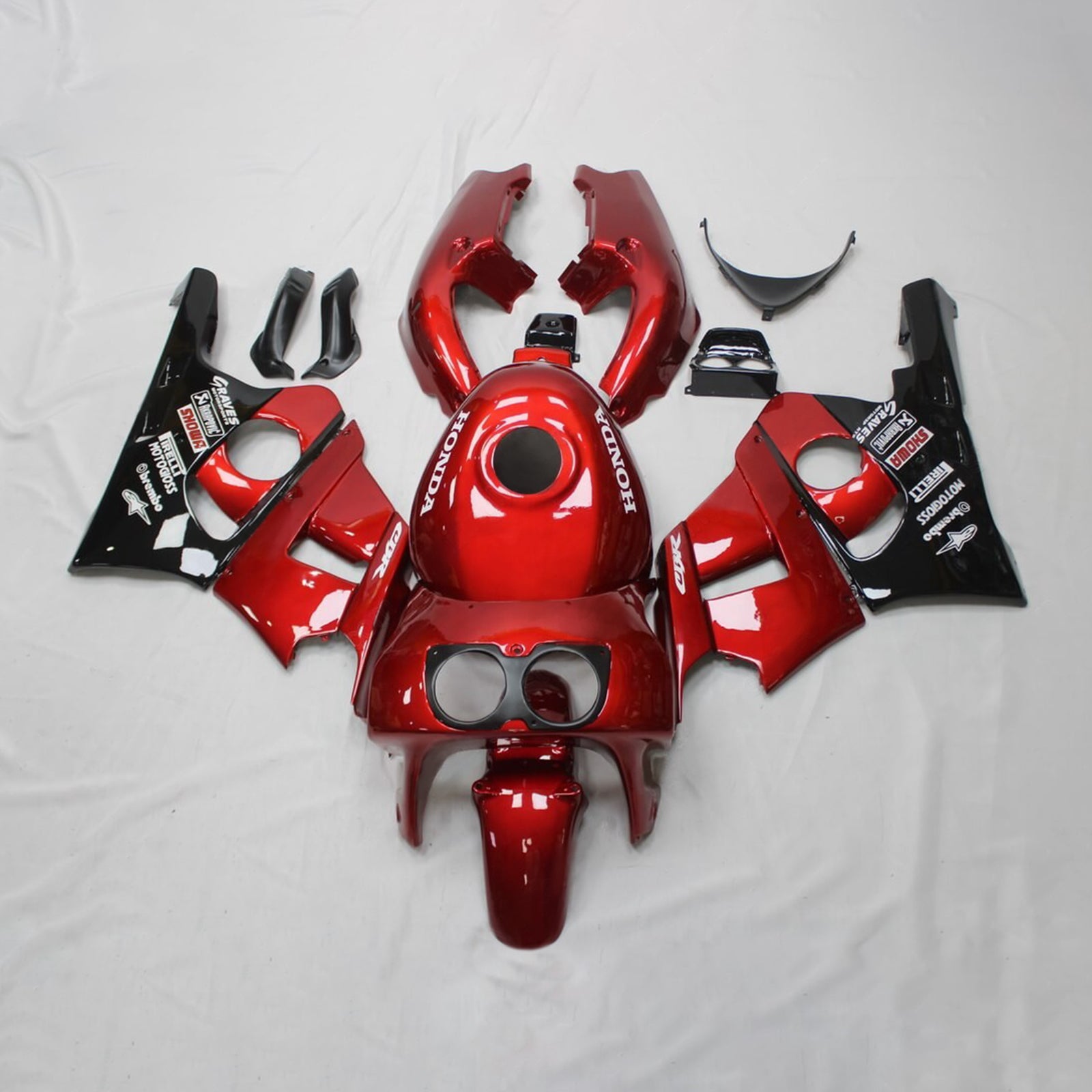 Amotopart 1990–1999 Honda CBR400RR NC29 Verkleidung, glänzendes Rot und Schwarz