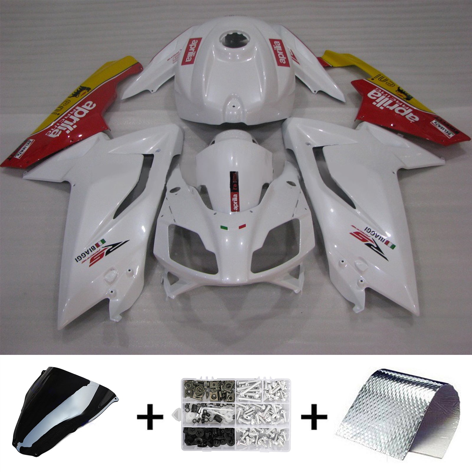 Kit de carénage Amotopart Aprilia 2006-2011 RS125 rouge et blanc Style2