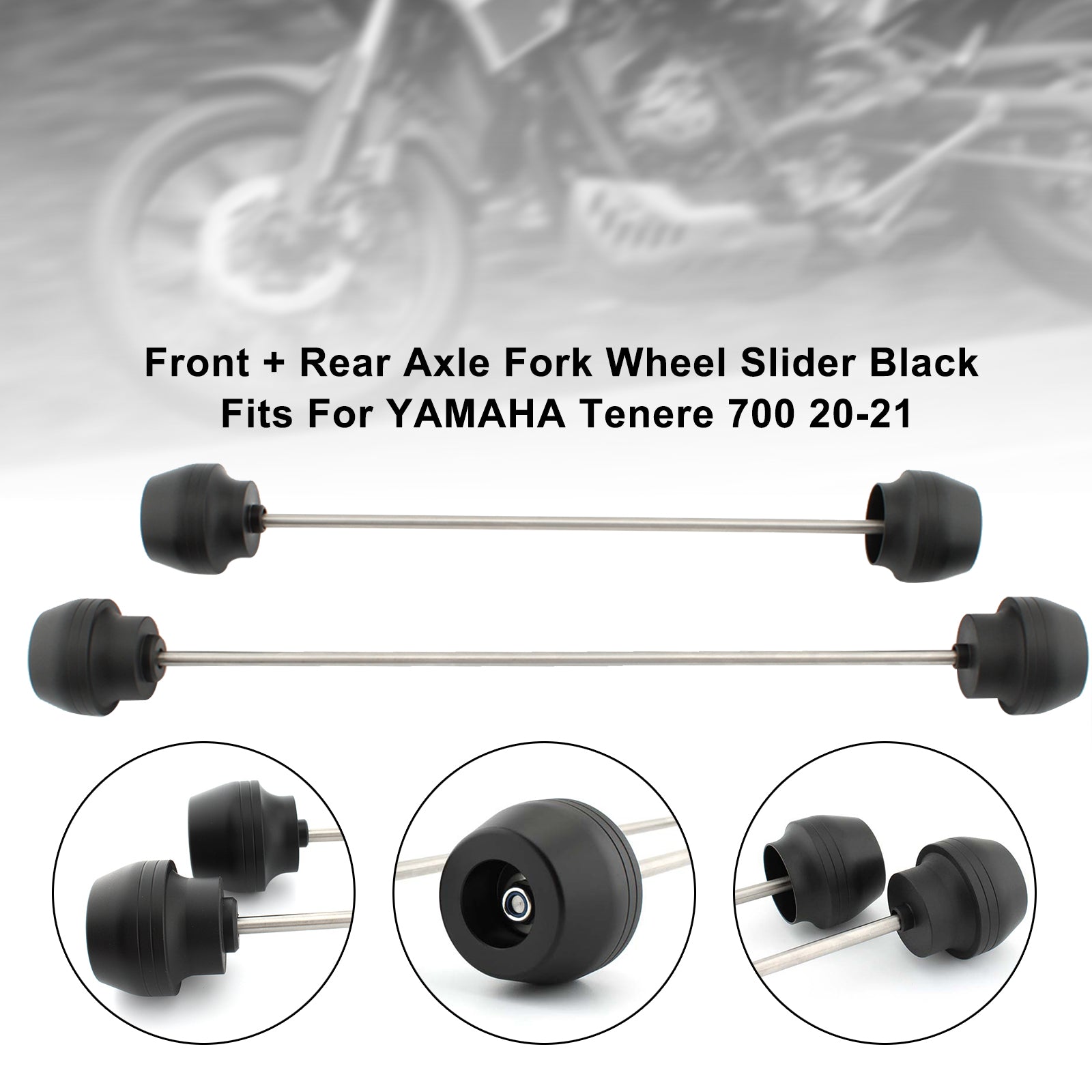 Front + Rear Axle Fork Wheel Slider Cnc Black Fits For Yamaha Tenere 700 20-21 Generic