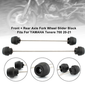 Front + Rear Axle Fork Wheel Slider Cnc Black Fits For Yamaha Tenere 700 20-21 Generic