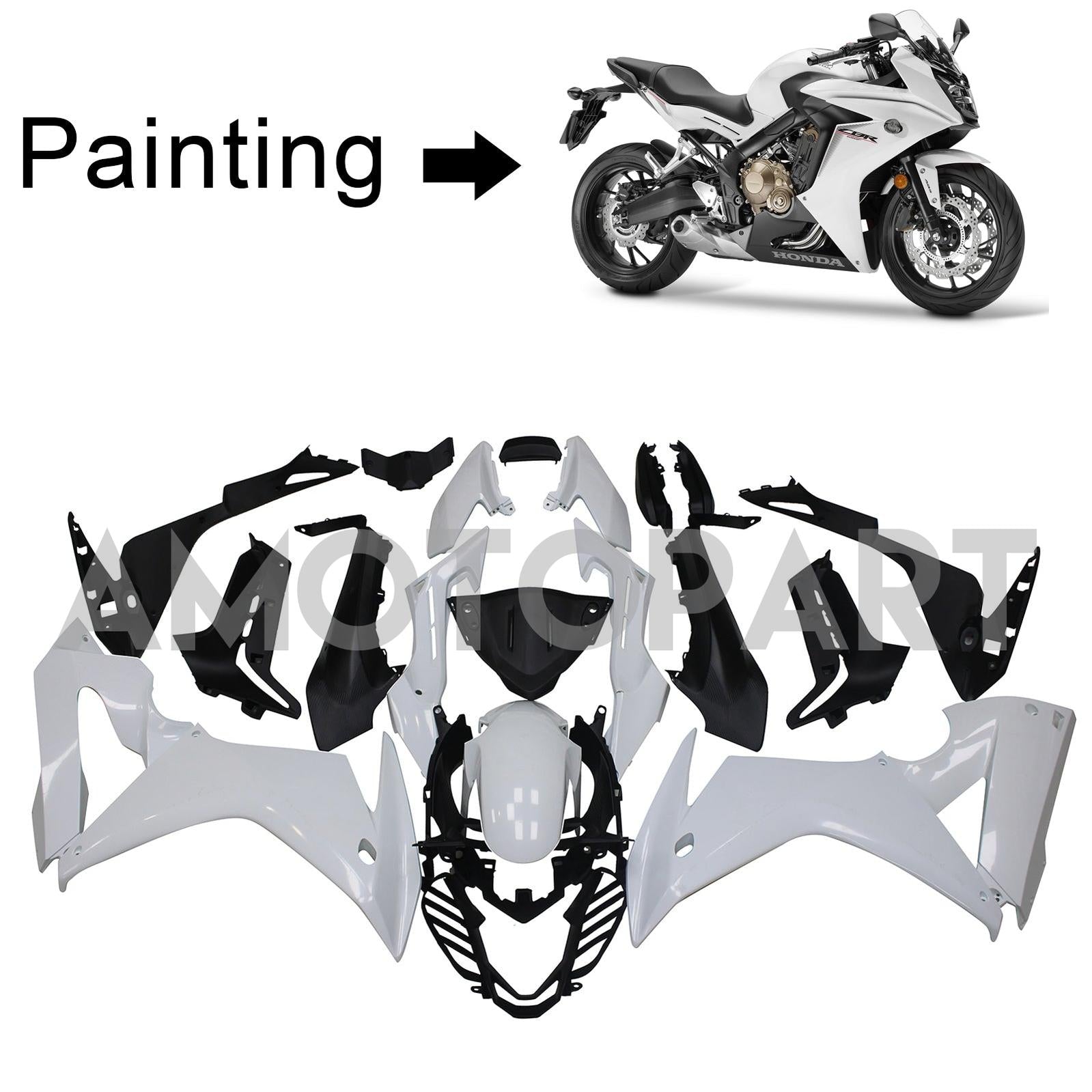 Amotopart Honda CBR650F 2014-2016 White Style2 Fairing Kit