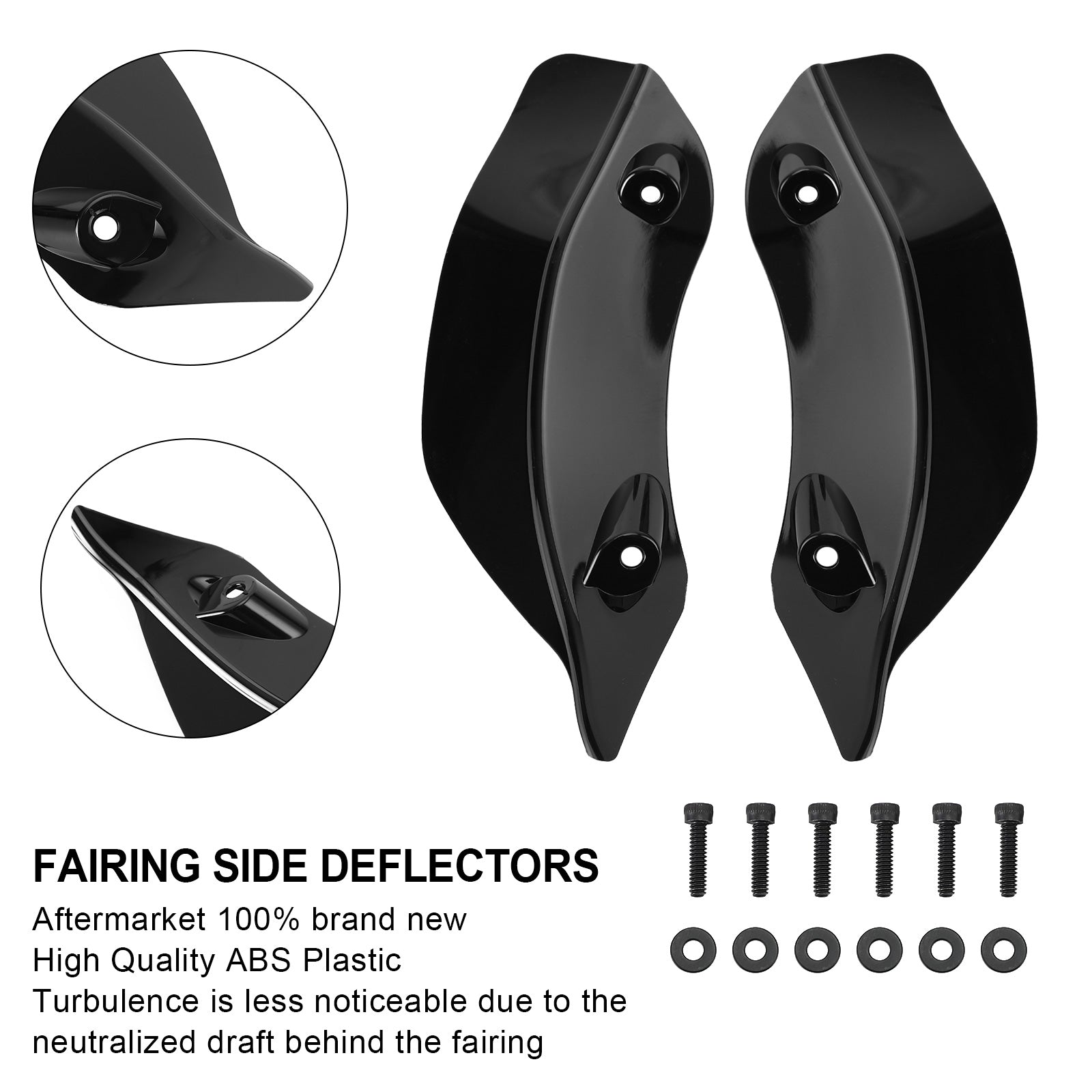 Deflector de viento de ala lateral del parabrisas de carenado para Touring Road Glide 2015-2021 negro genérico