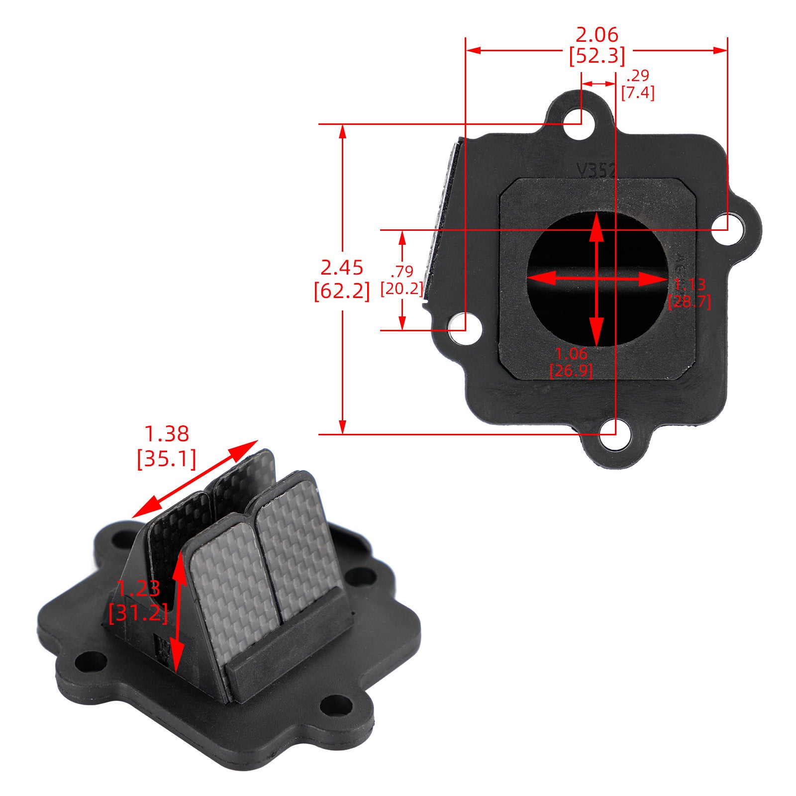 Sistema de válvula de láminas jog50 V352 A/B compatible con Yamaha YW50 Zuma50 2002-2011 Genérico