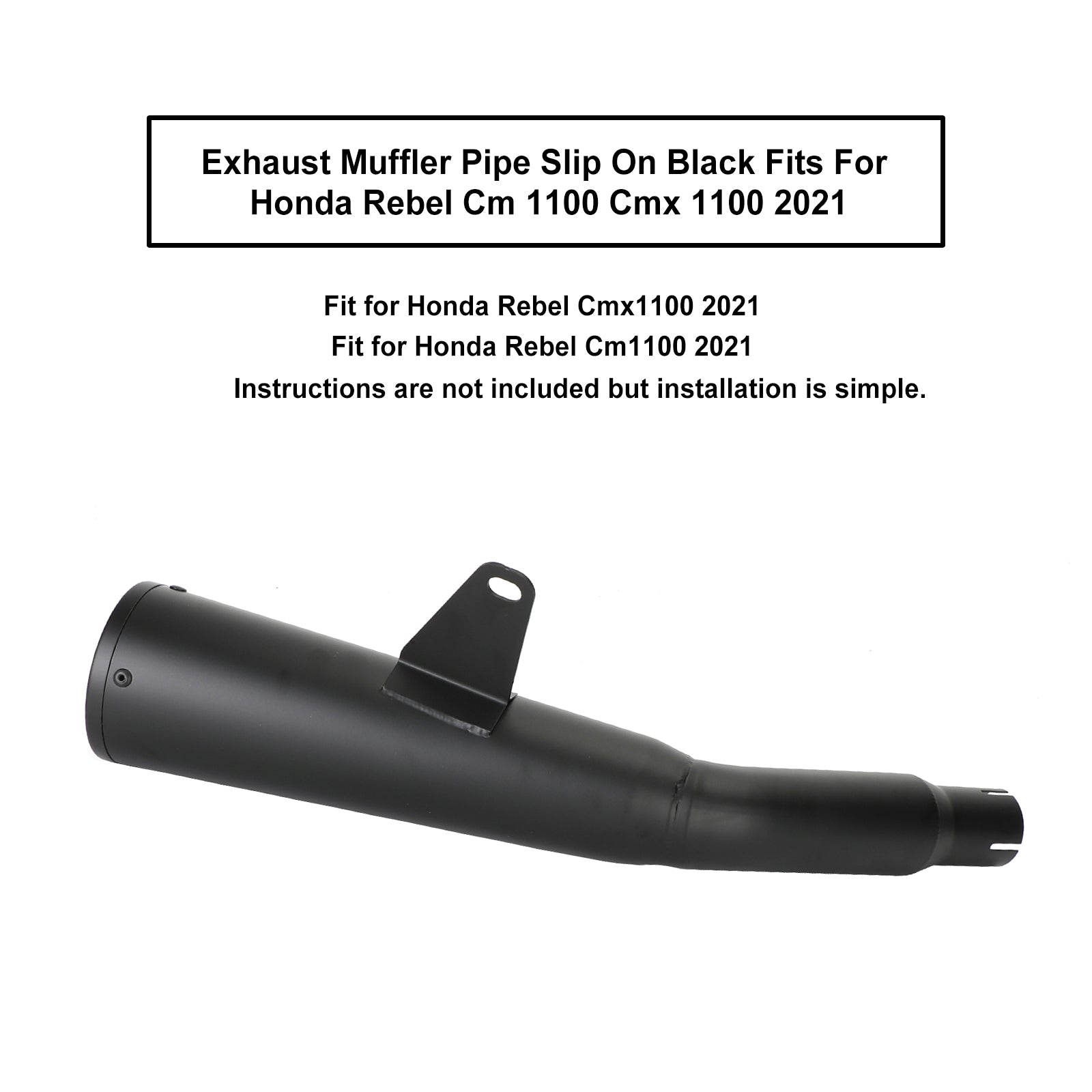 Tubo De Silenciador De Escape Slip On Negro Se Adapta A Honda Rebel Cm 1100 Cmx 1100 2021 Genérico