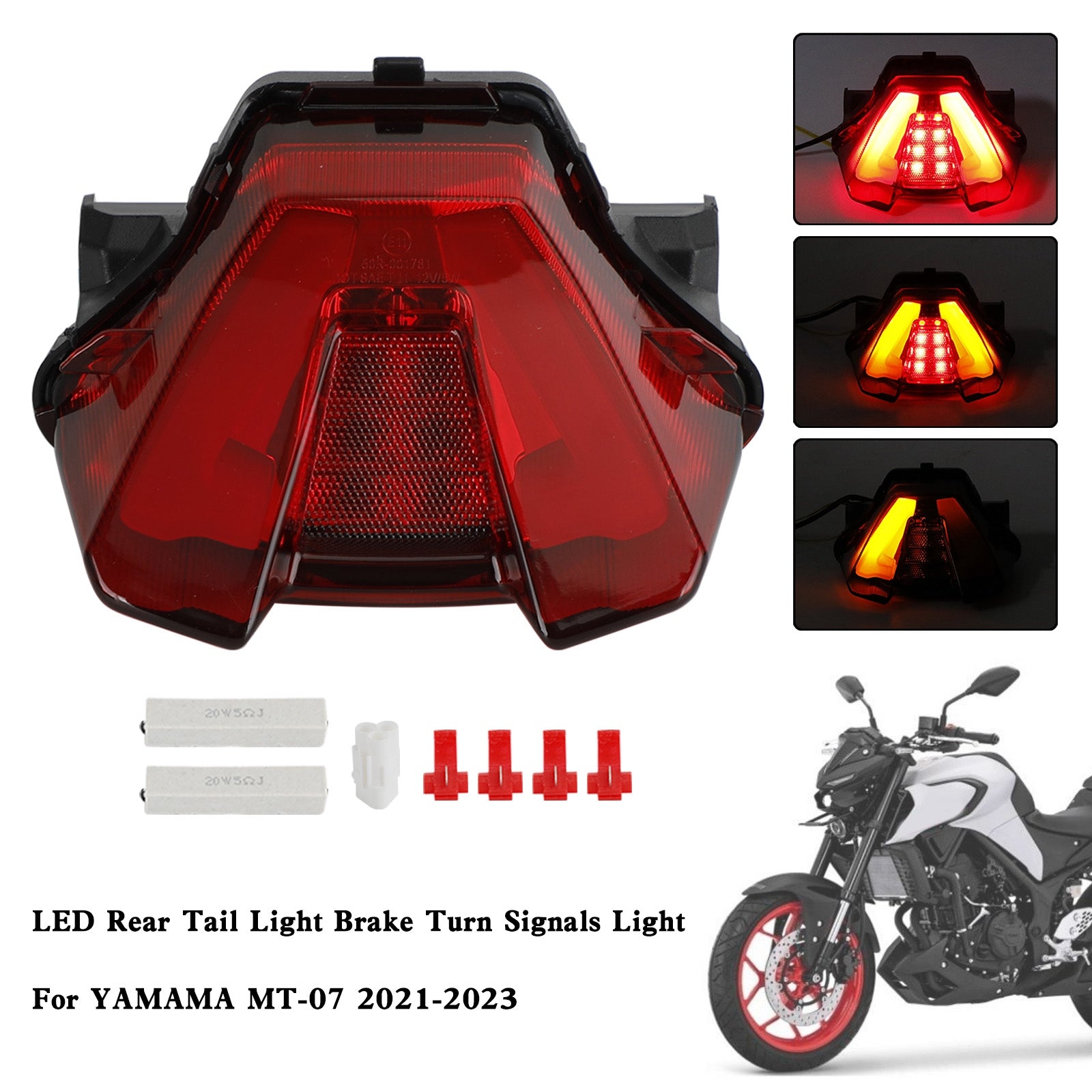 LED Rear Tail Light Brake Turn Signals For Yamaha MT-07 MT07 2021-2023