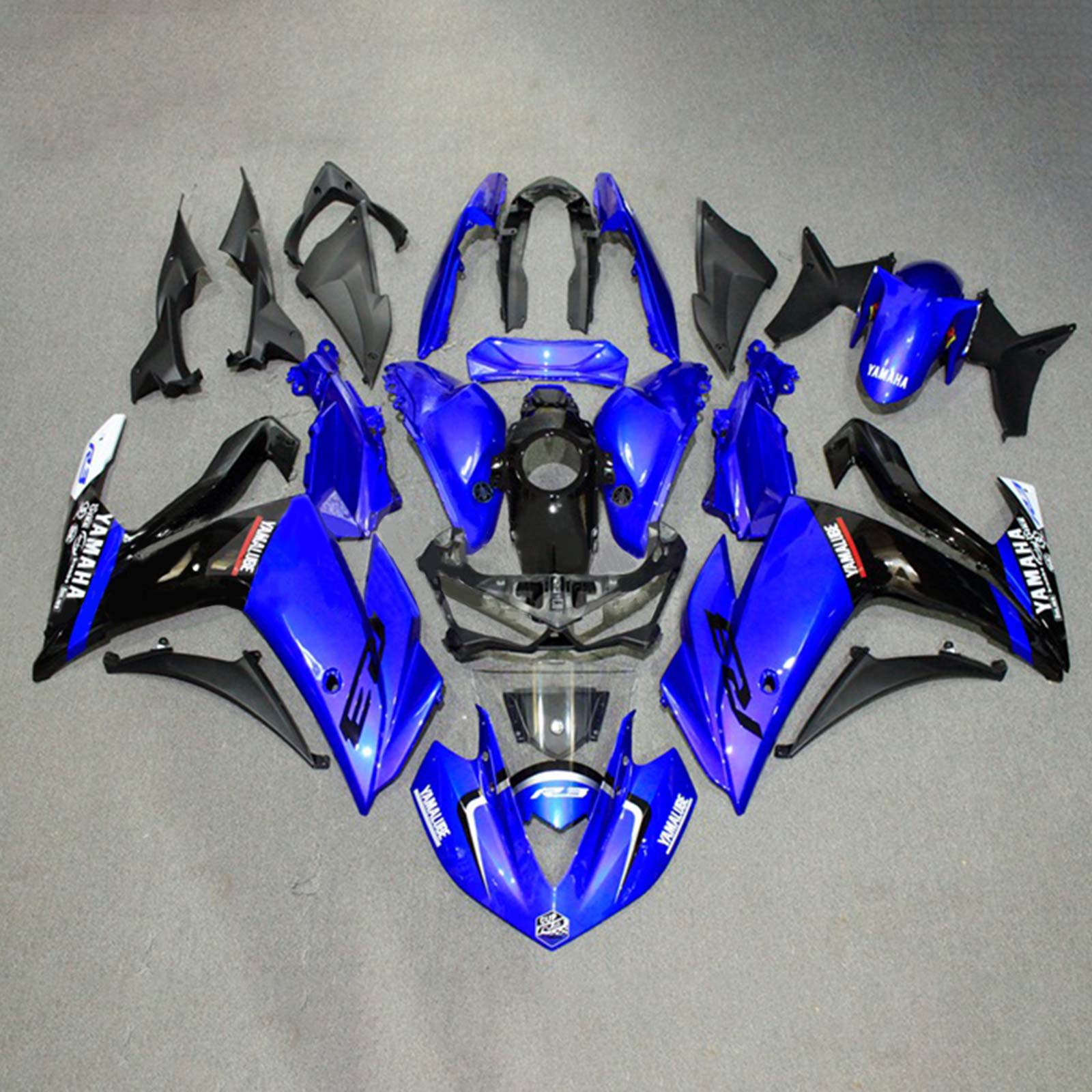 Amotopart Fairing Kit Yamaha 2014-2018 YZF R3 & 2015-2017 YZF R25 Blue Black Fairing Kit