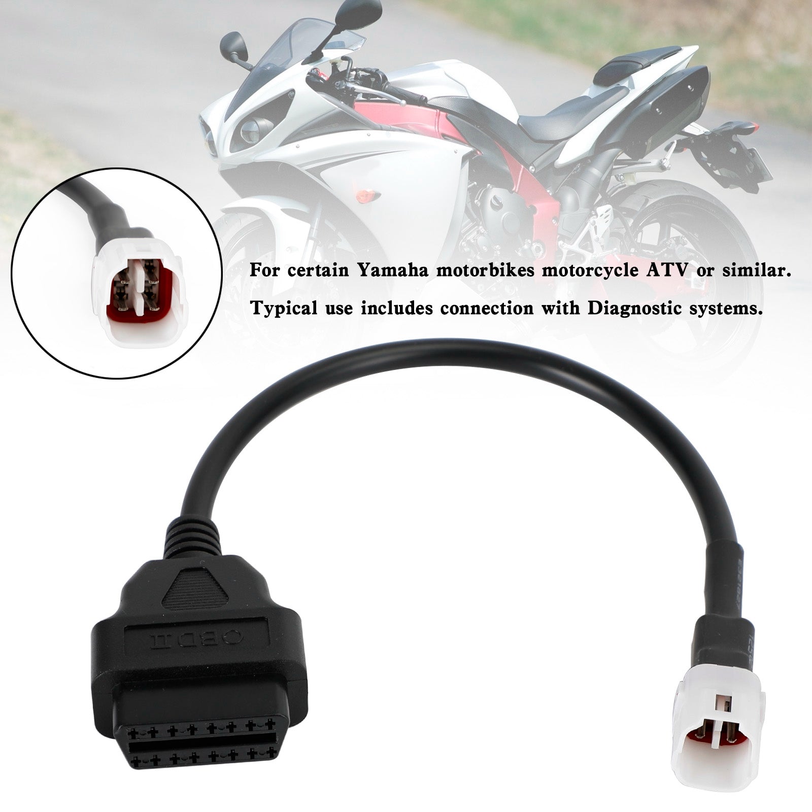 Conector adaptador de diagnóstico de Cable de 4 pines a OBD2 apto para Yamaha R1 R6 MT09 genérico