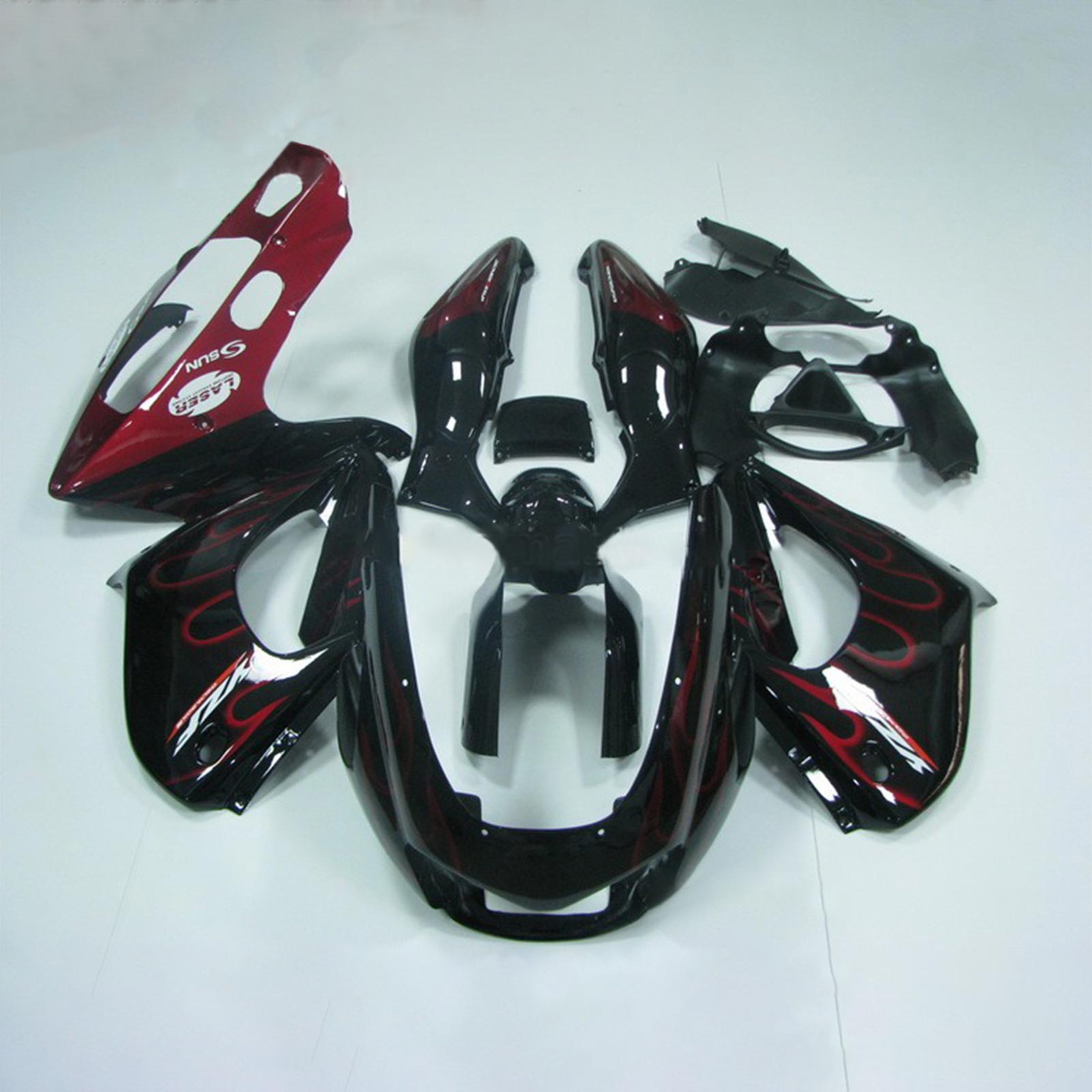 Amotopart 1997–2007 Yamaha YZF1000R Thunderace Verkleidung, Rot und Schwarz, Style4-Kit