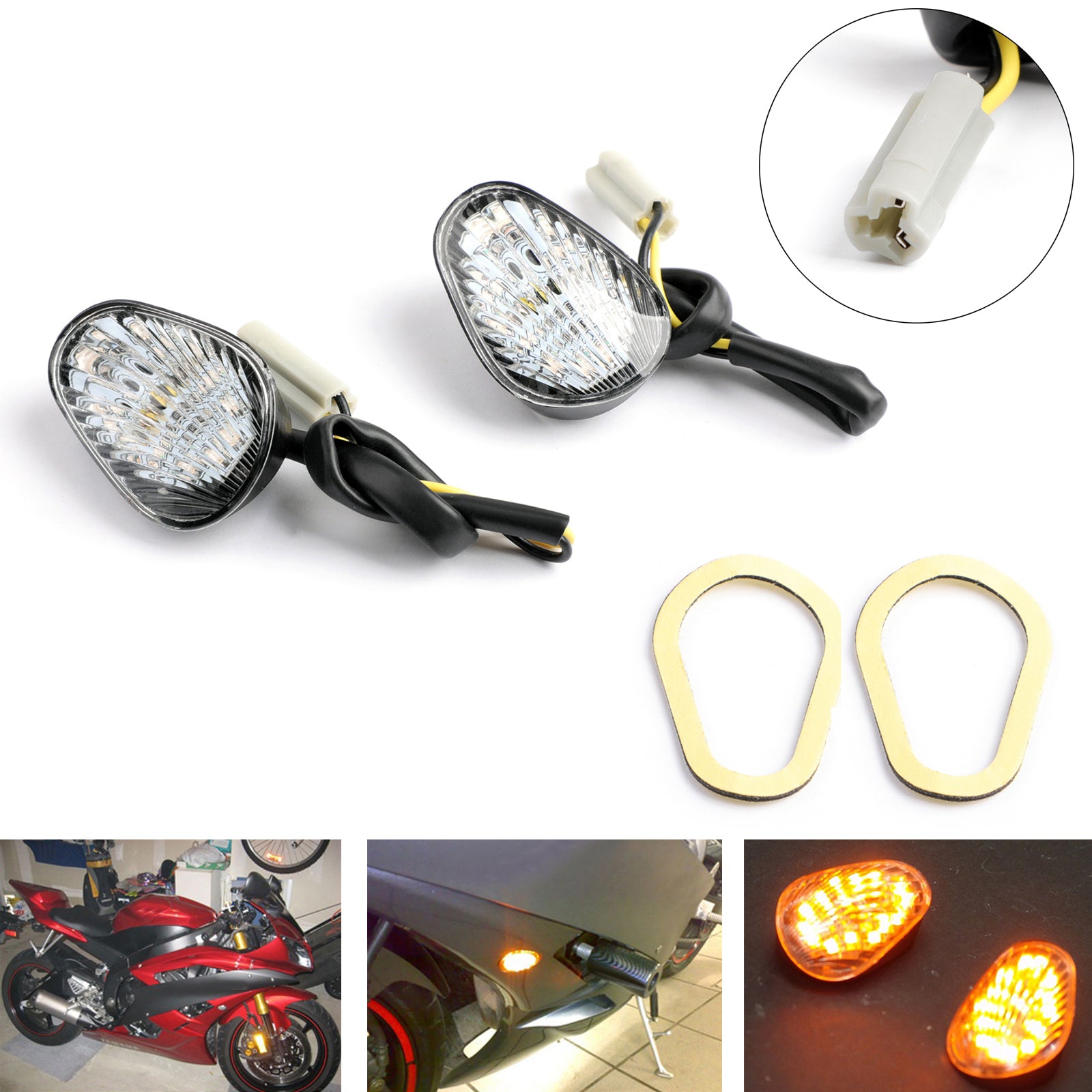 Klare Blinker für Yamaha YZF 600 R6 Flush Mount LED 2006-2009