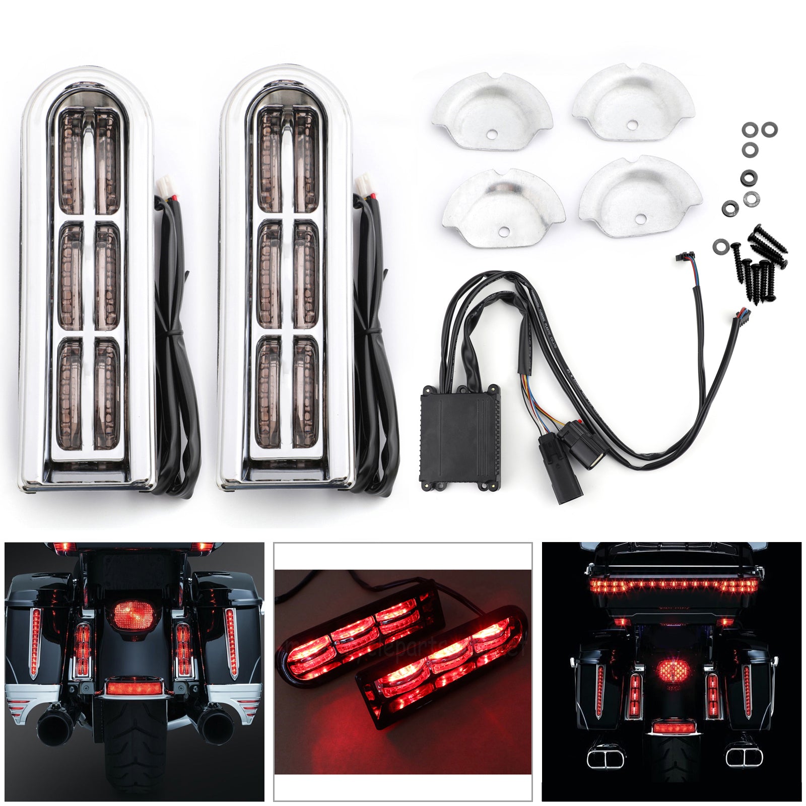 LED Inserts Saddlebag Filler Support Lights For Harley Touring Electra Glide