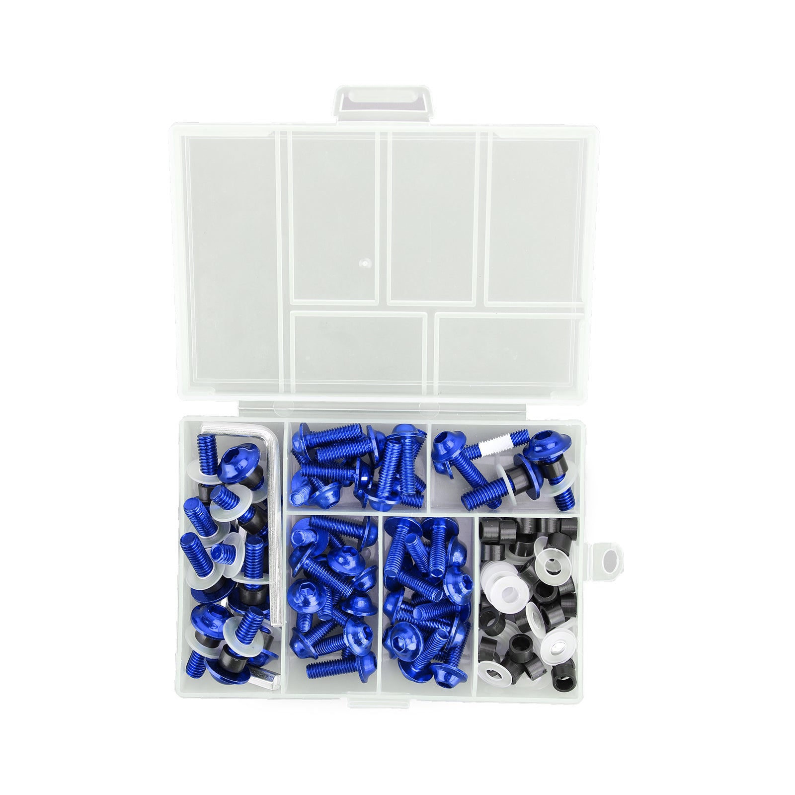 Kit de tornillos de carenado para parabrisas de bicicleta deportiva, 158 Uds., Clips de sujeción, tornillos, color azul