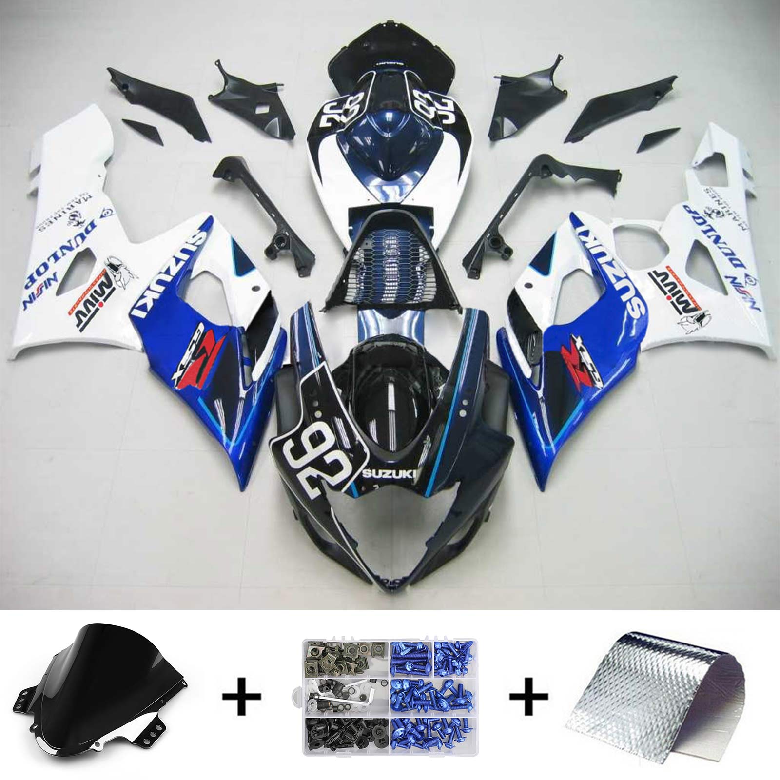 Amotopart 2005-2006 Suzuki GSXR1000 Fairing 26 Blue & White Kit