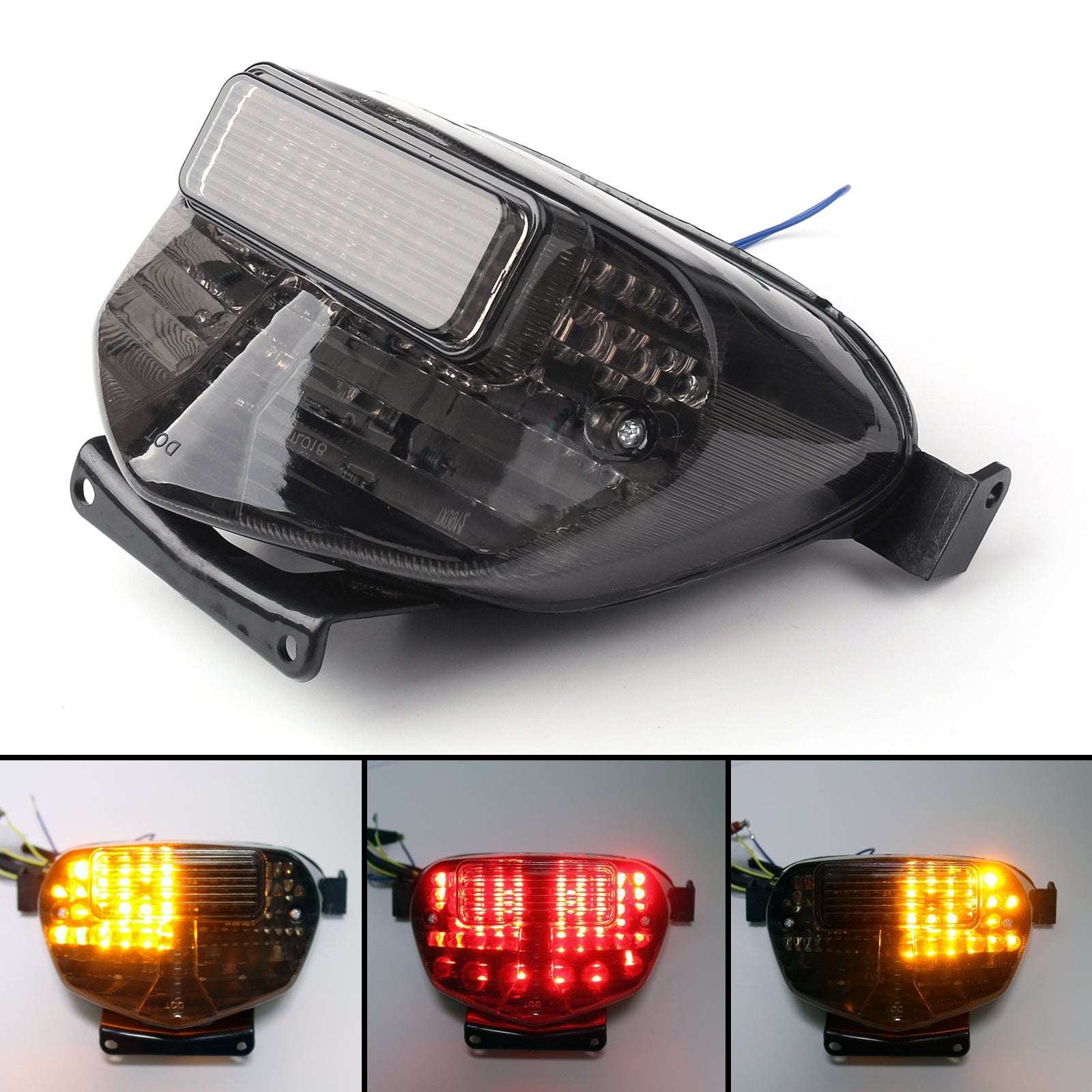 Suzuki 00-03 GSXR 600/750 & 01-02 GSXR 1000 Integrated LED TailLight Turn Signals Smoke