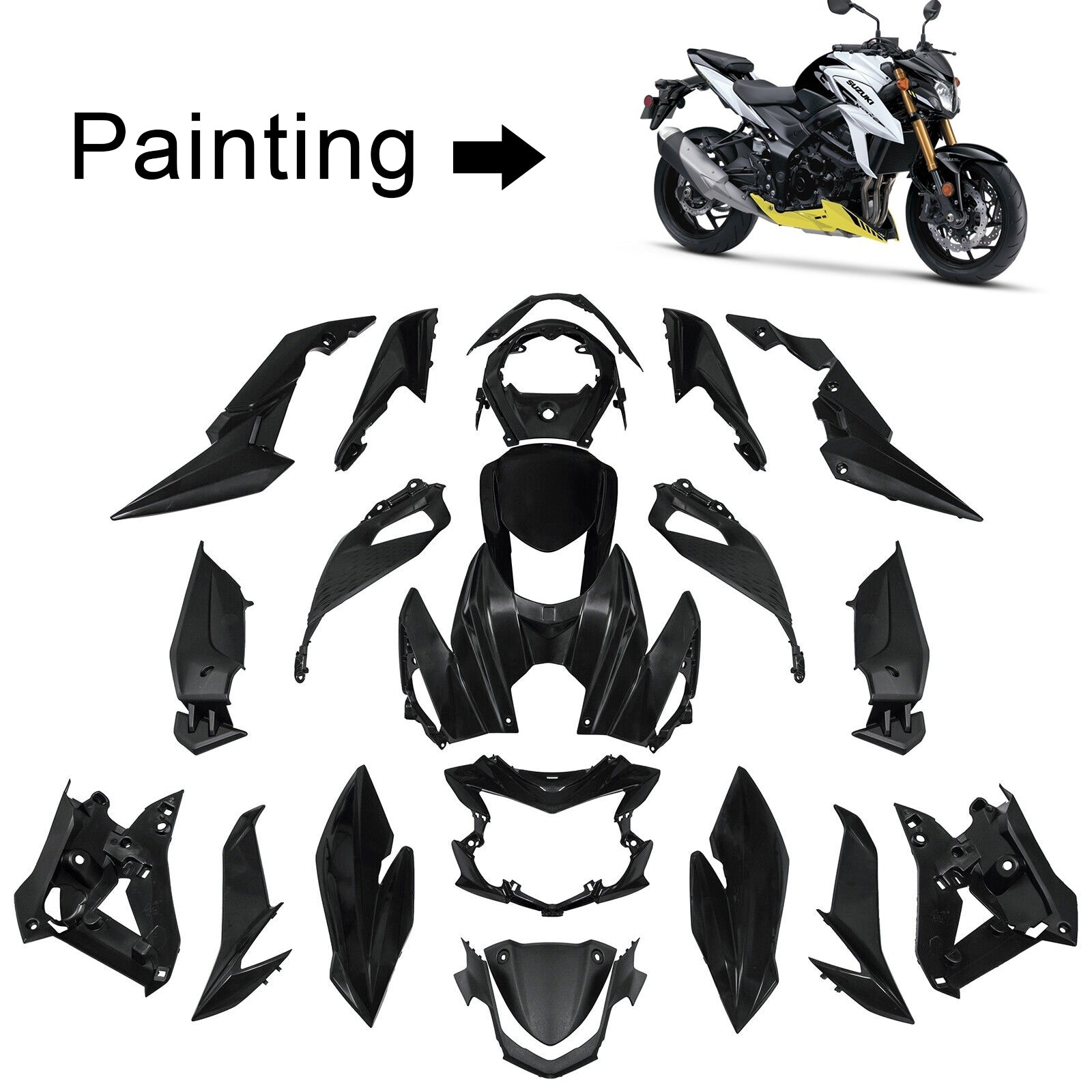 Amotopart 2017-2022 Suzuki GSX-S 750 Kit de carenado blanco y amarillo