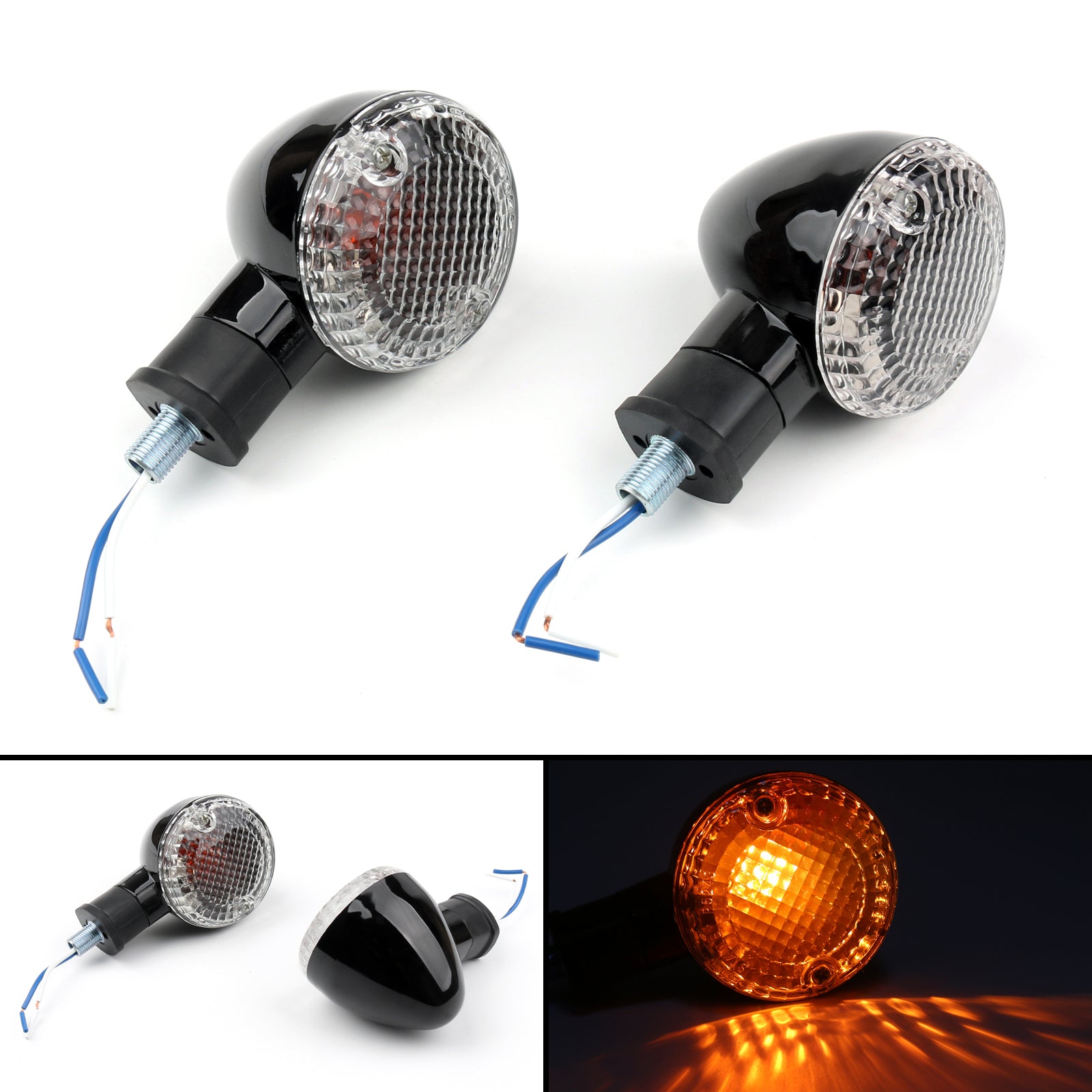 Turn Signal Bullet Lights Motor For Kawasaki Vulcan 800 Yamaha Road Star