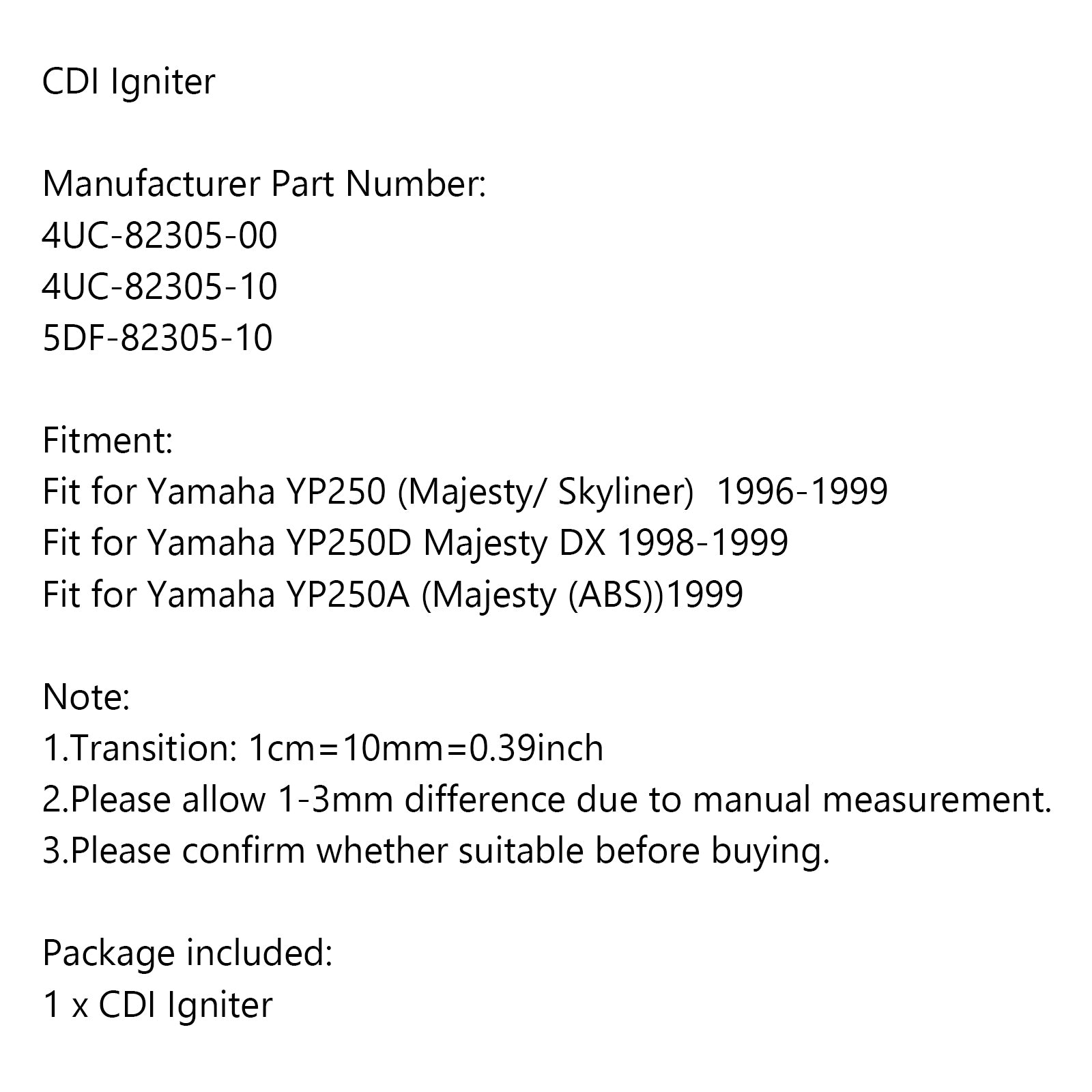 CDI-Zünder passend für Yamaha YP250 Majesty/Skyliner 96-99 YP250D 98-99 YP250A 1999