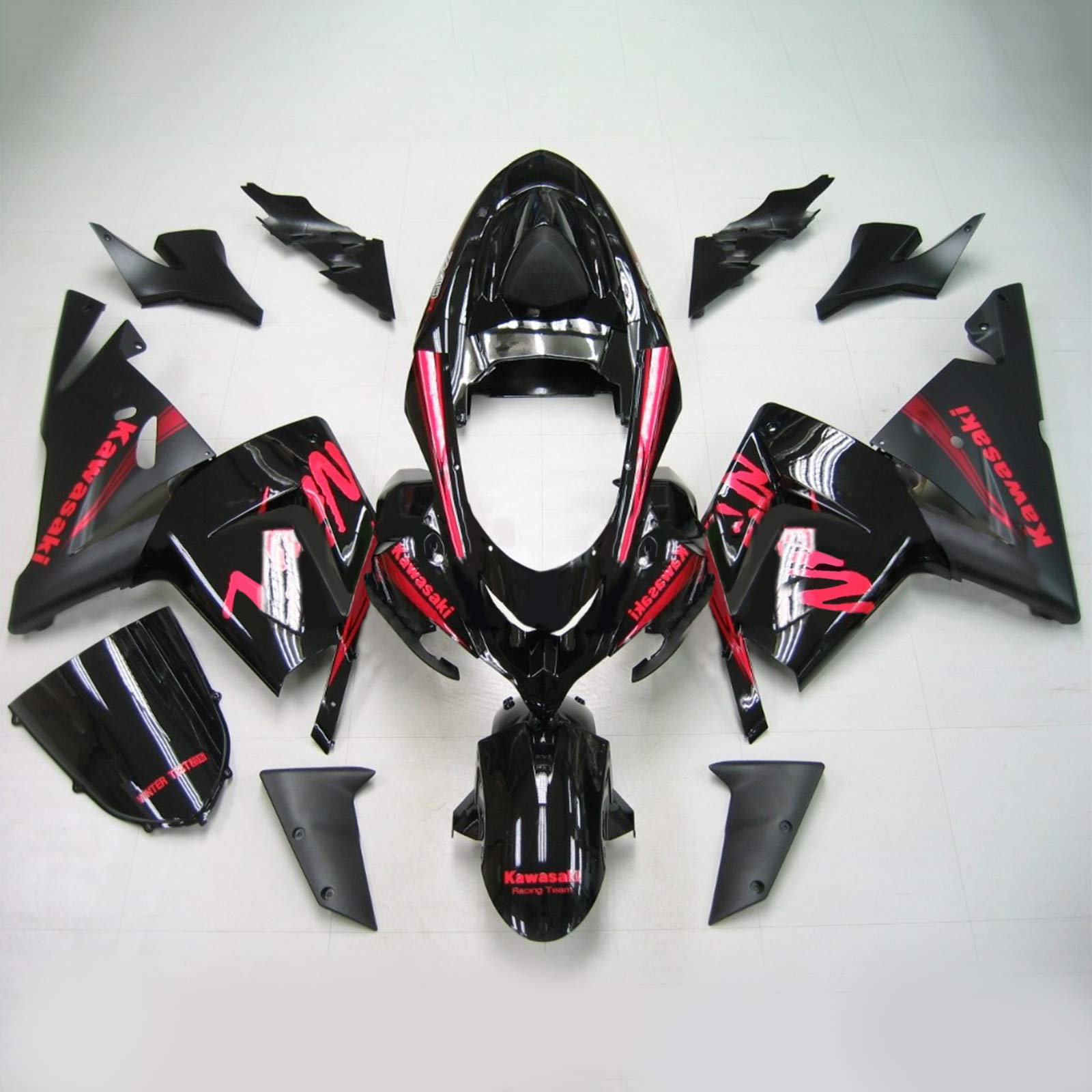 Amotopart Kawasaki 2004-2005 ZX10R BLACK S KIT RED LOGOS FAILING