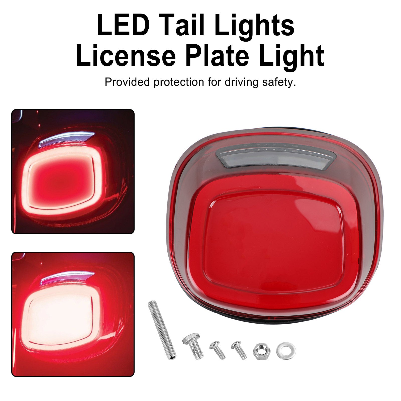 LED Tail Lights License Plate Light For Touring Softail Dyna Sportster 99-Up Generic