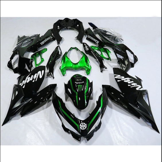 Amotopart 2018-2024 Kawasaki EX400/Ninja400 Fairing Black&Green Kit