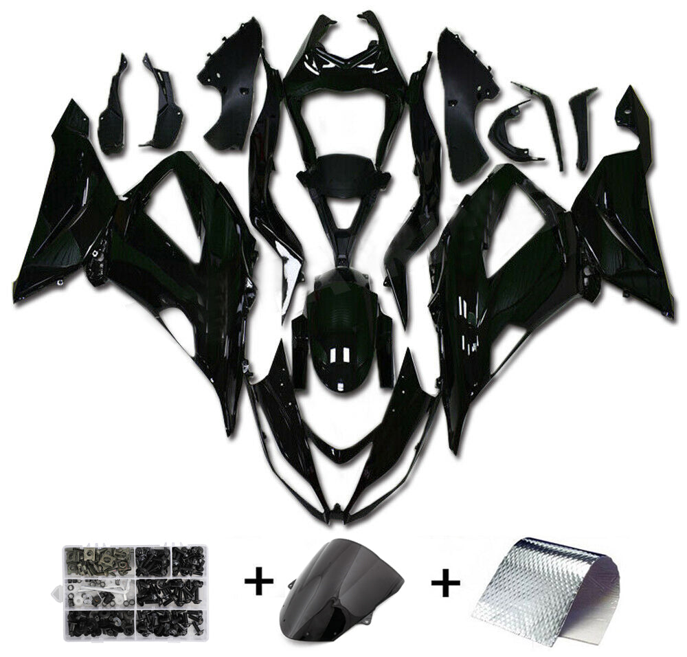 Amotopart Kawasaki Zx6R 2013–2018 Verkleidung, glänzend schwarz, Amotopart-Kunststoff-Set