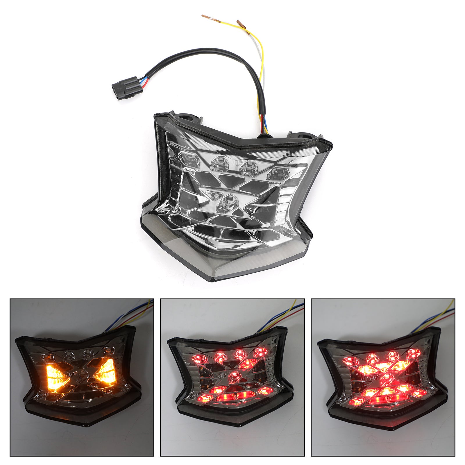 Clignotants de frein LED, feu arrière pour Kawasaki Z650 Ninja 650 Z900 17-19, argent