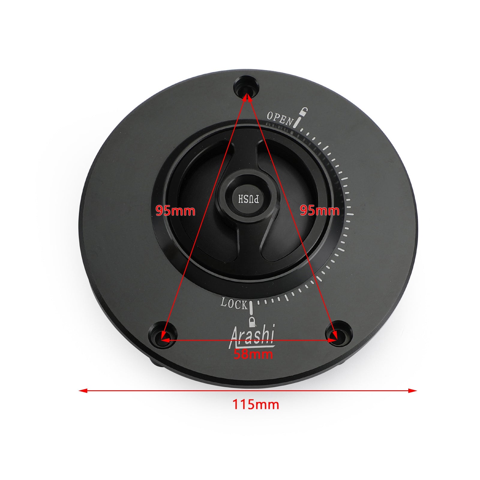 Tappo del serbatoio push &amp; turn a sgancio rapido senza chiave per tutti i veicoli Honda da 15 mm e 3 punti di montaggio