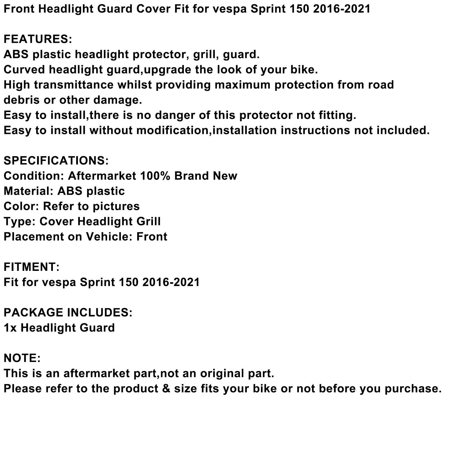Frontscheinwerfer-Schutzgitter, passend für Vespa Sprint 150 2016–2021, 17, Gelb