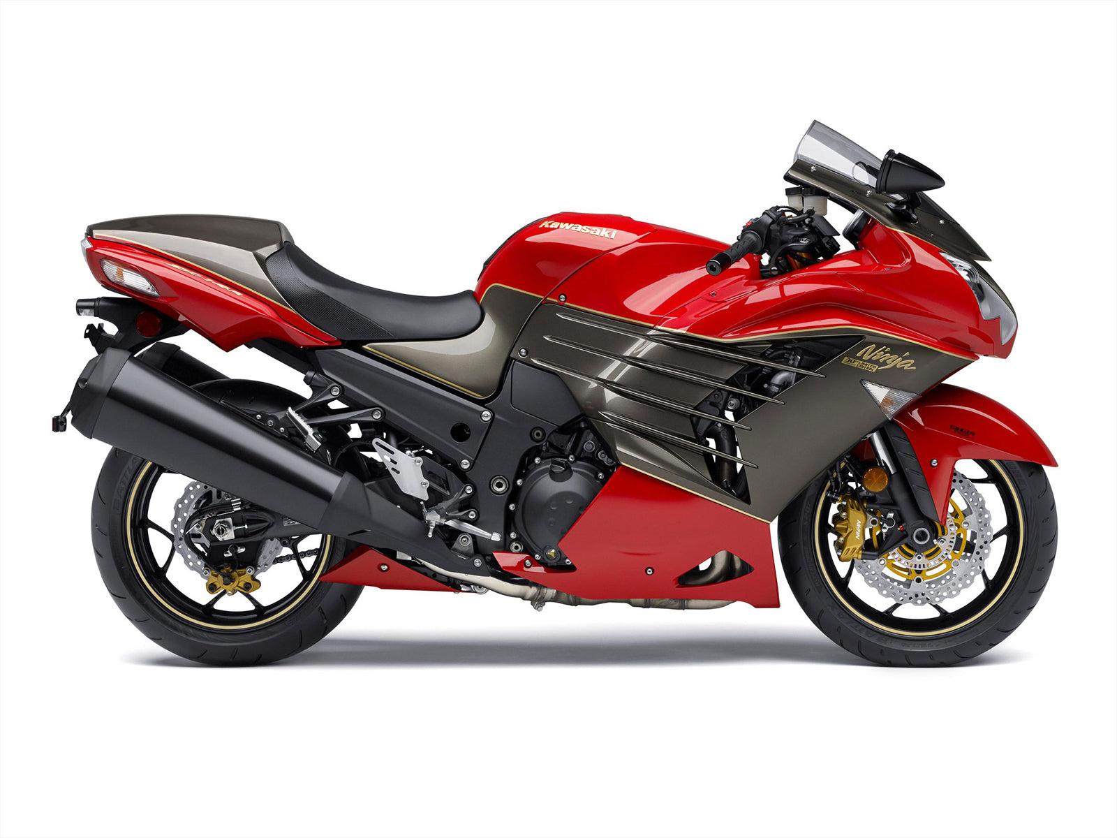 Amotopart Kawasaki 2012-2022 ZX14R ブラック レッドフェアリングキット付き