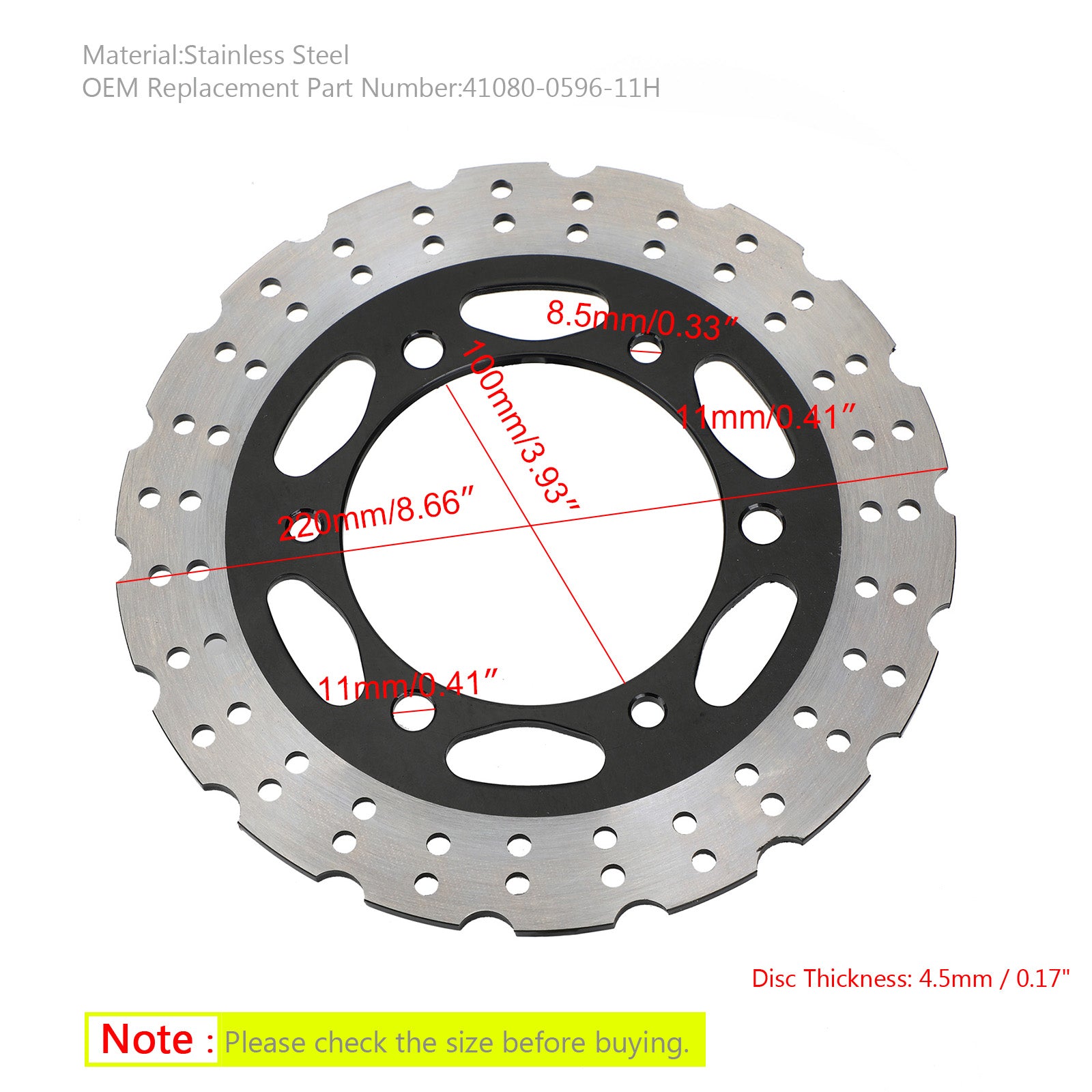 Rear Brake Rotor Disc Fit for Kawasaki Z 250 300 Ninja EX 250 R K EX 300 A 13-17