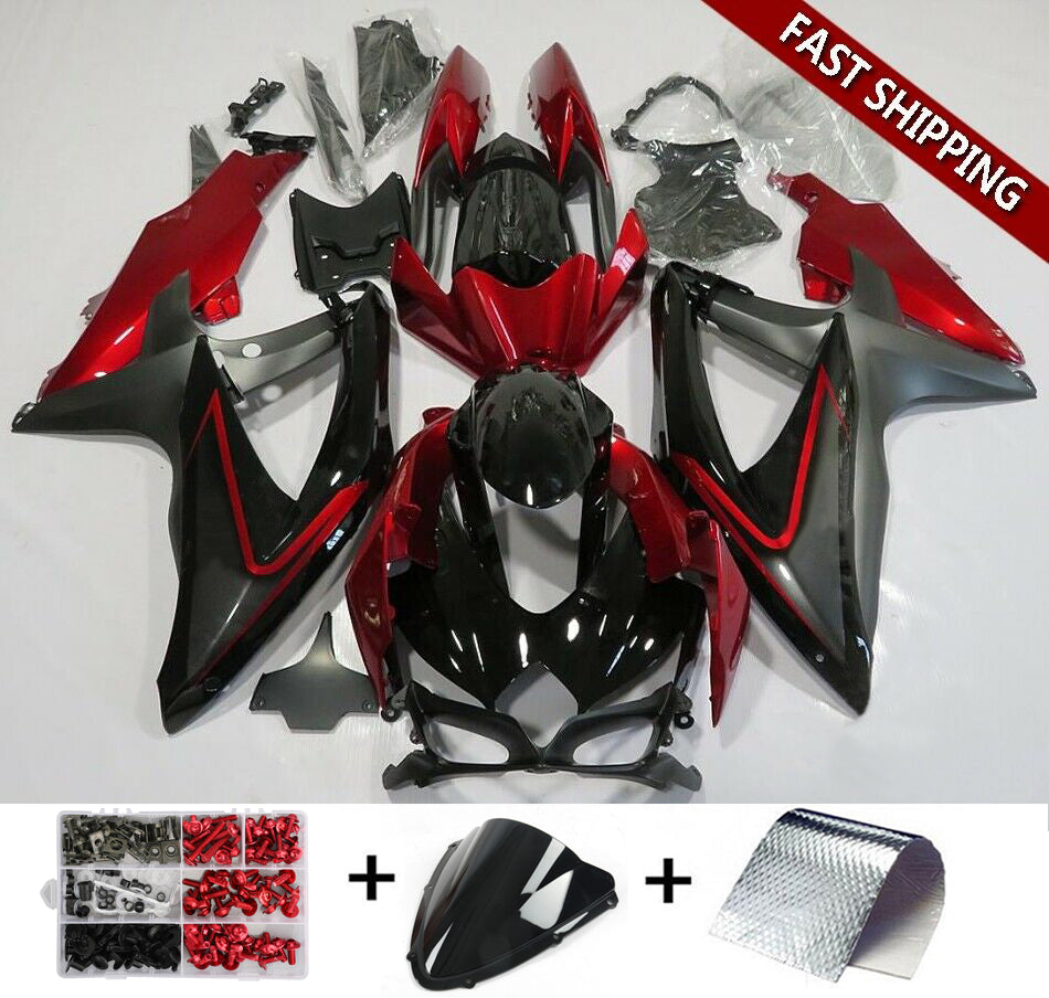 Amotopart 2008-2010 Suzuki GSXR600/750 Kit de carénage rouge mat