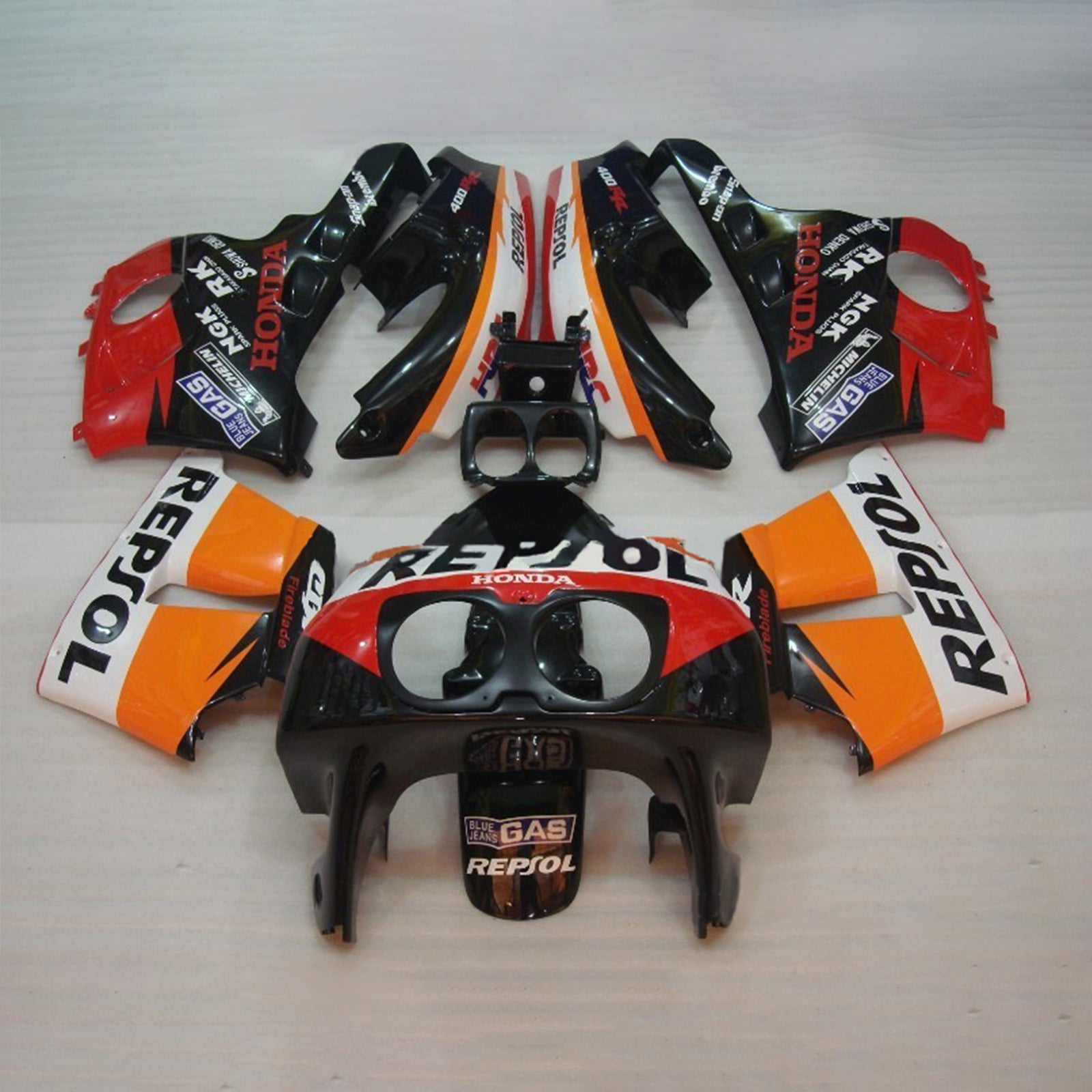 Amotopart 1990–1999 Honda CBR400RR NC29 Verkleidung, Rot und Orange Repjol Kit