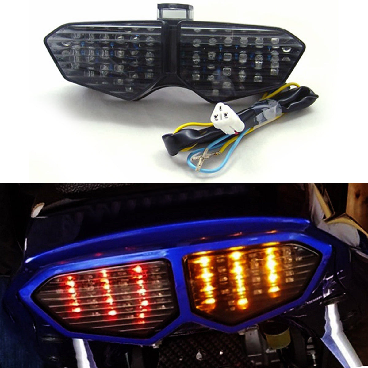 Yamaha 03-05 YZF R6 y 06-08 YZF R6S Luz trasera LED integrada intermitentes ahumados