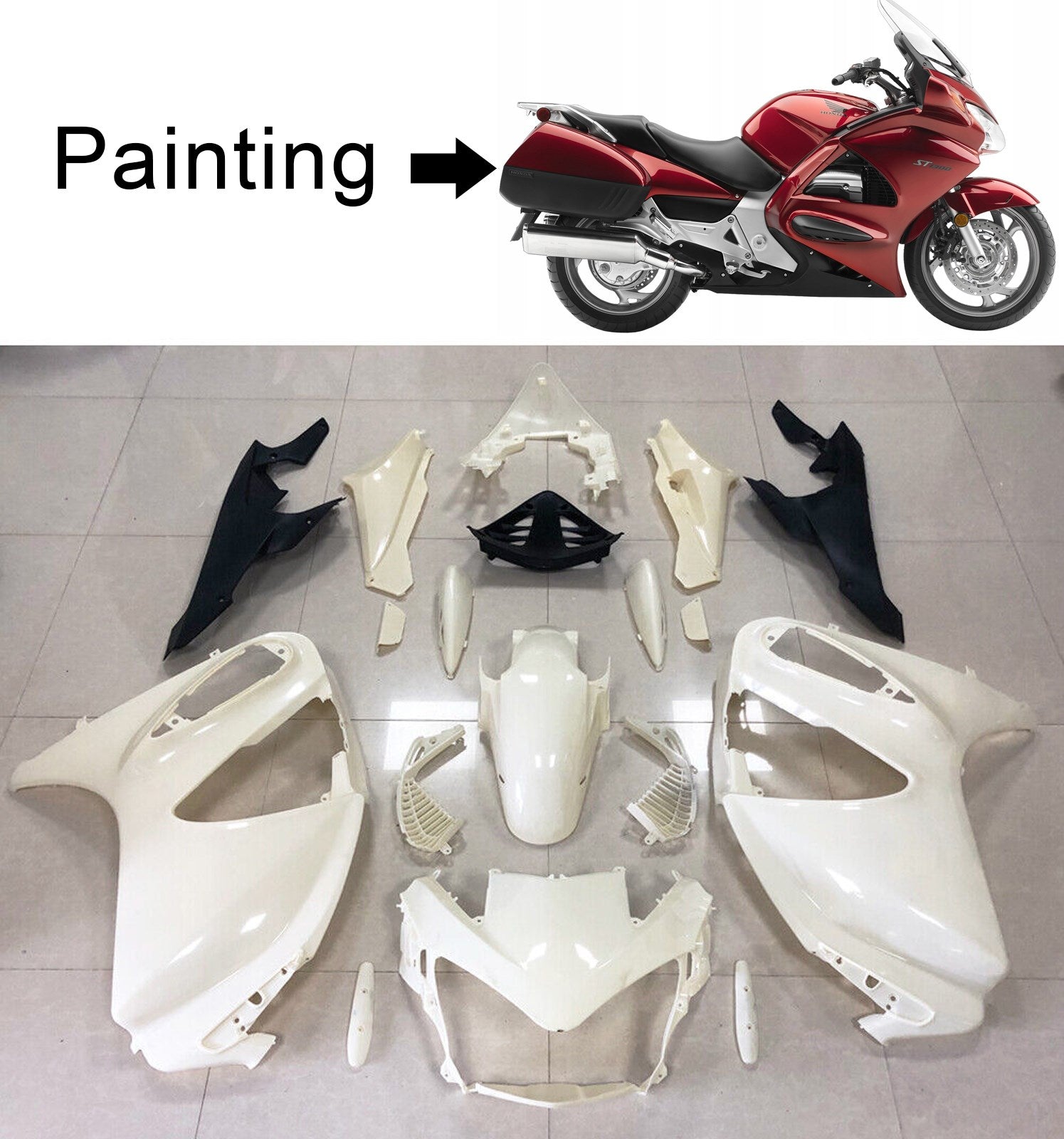 Amotopart Honda ST1300 2002-2016 Dark Red Fairing Kit