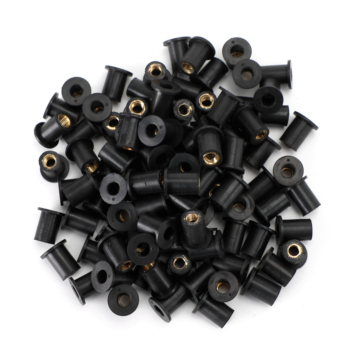 M5 Gummi-Nutmuttern Wellnuts für Verkleidungs- und Bildschirmbefestigung, 100 Stück – 10-mm-Loch