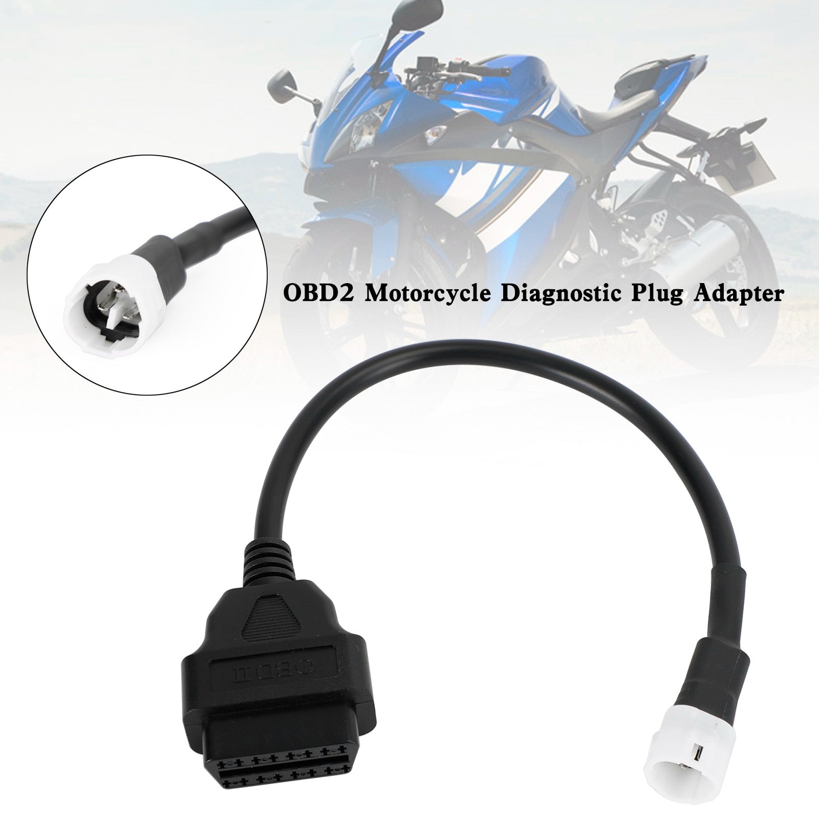 Motorcycle 3 Pin to OBD2 Diagnostic Adapter Code Scanner Cable For Yamaha X-MAX Generic