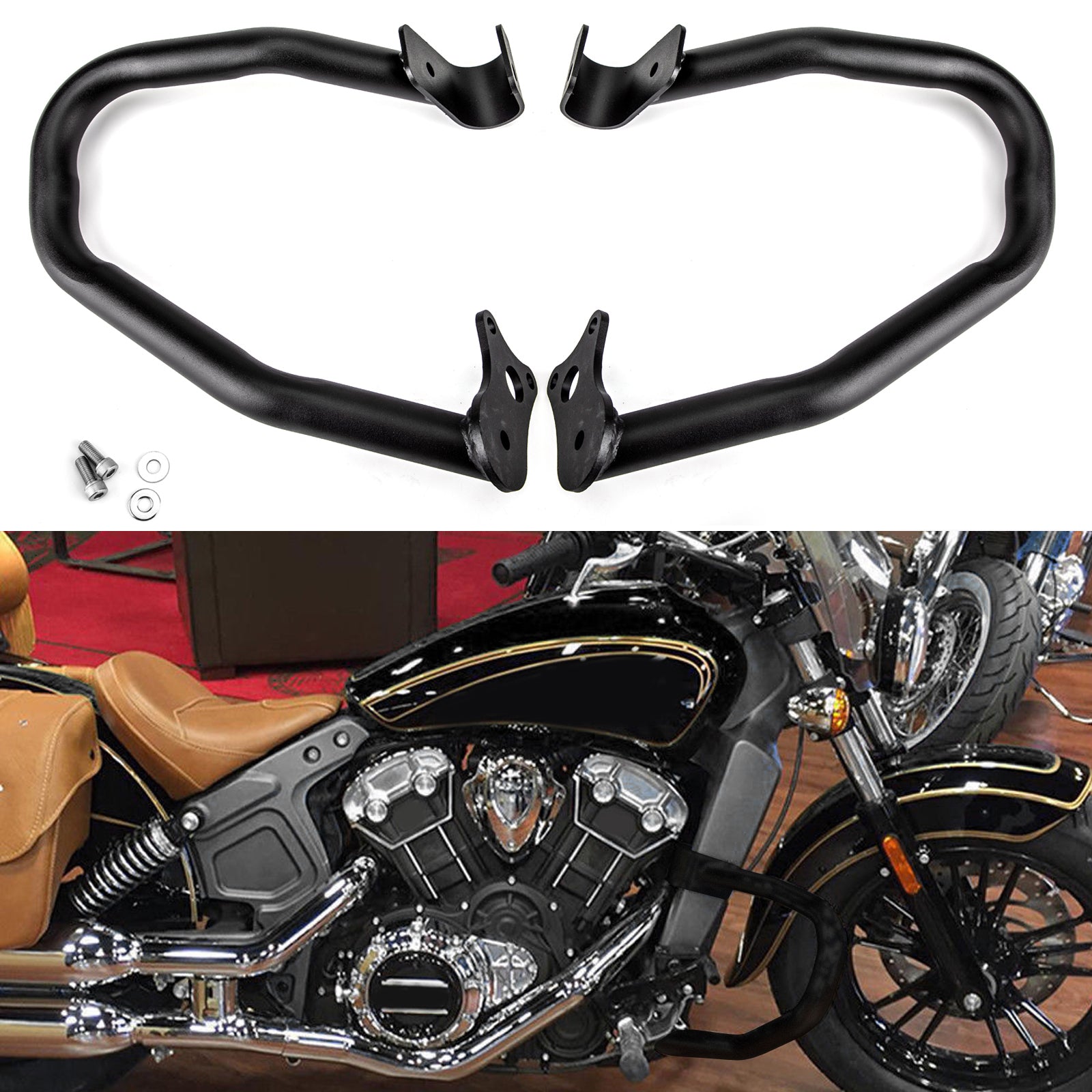 New For Indian Scout 2015-2018 Reliable Engine Guard Highway Crash Bars Black Generic