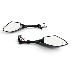 Pair 10mm Motorcycle LED Turn Signal Integrated Indicator Light Rearview Mirrors Generic