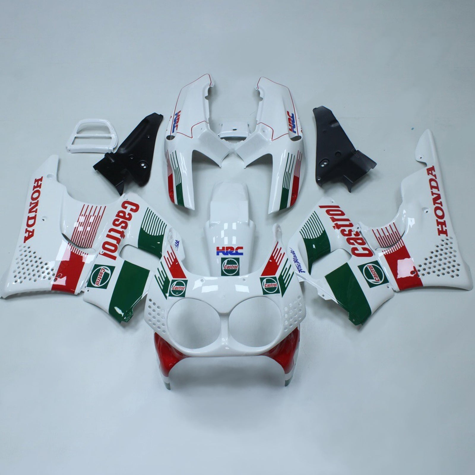 Amotopart 1992-1993 Honda CBR900RR 893 Kit de carenado Castrol verde y rojo