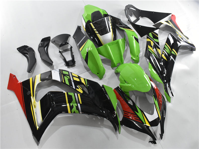 Kit de carénage Amotopart Kawasaki 2016-2020 ZX10R noir et vert Style2