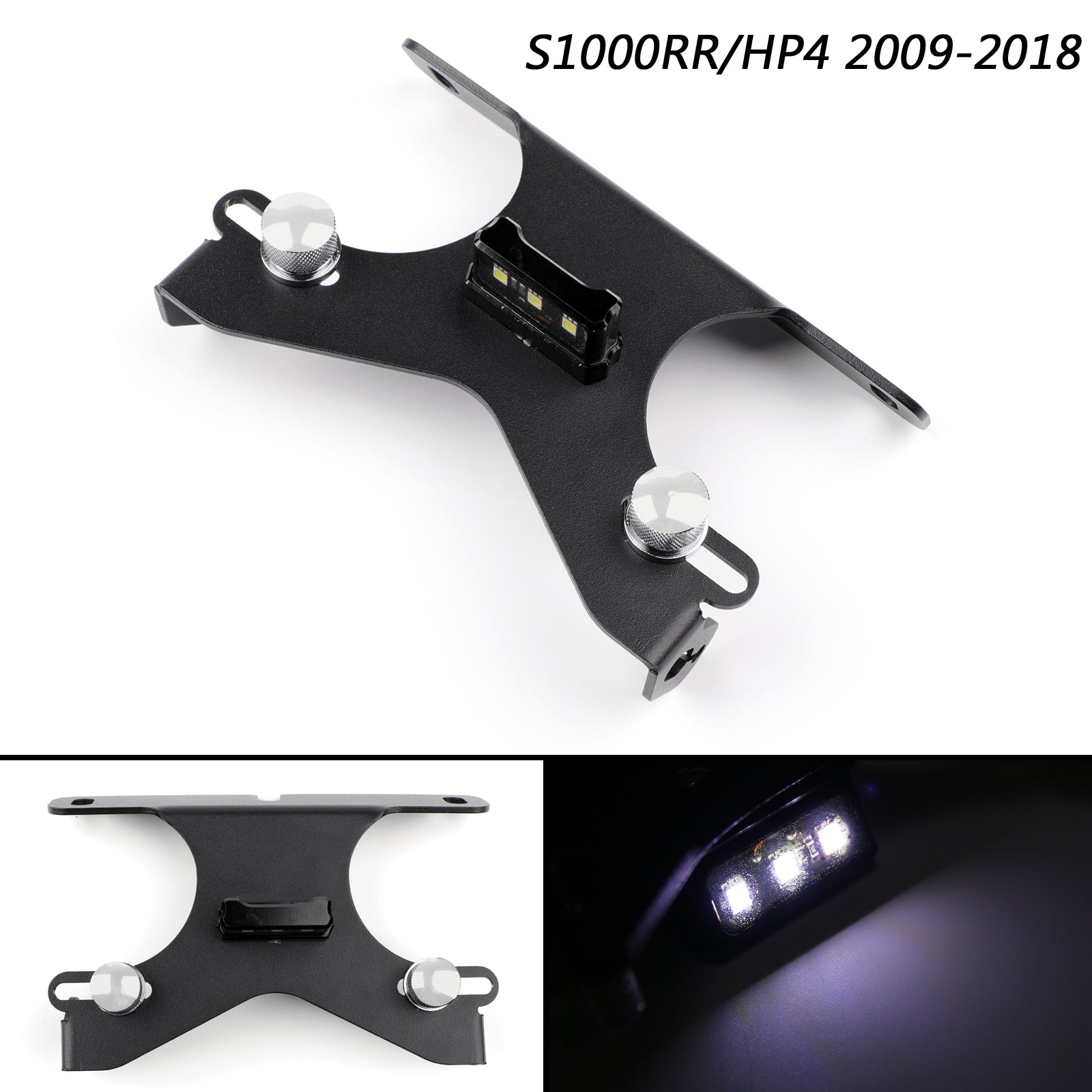 CNC-Kennzeichenhalterung Nummernhalterplatte LED für BMW S1000RR HP4 2009-2018