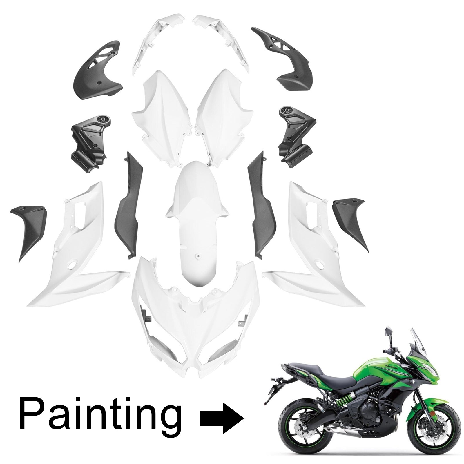 Amotopart 2015-2021 Kawasaki Versys 650 Kit de carenado verde