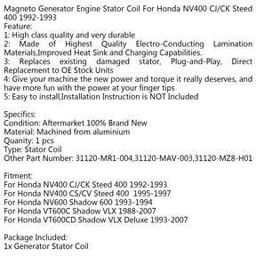 Generator Stator Coil For Honda NV600 Shadow 600 93-94 VT600C Shadow VLX 88-07
