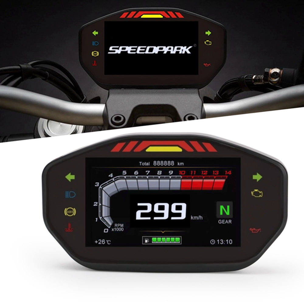 Universal Motorrad Tft Digital Tachometer 14000 U/min 6 Gang Hintergrundbeleuchtung Kilometerzähler