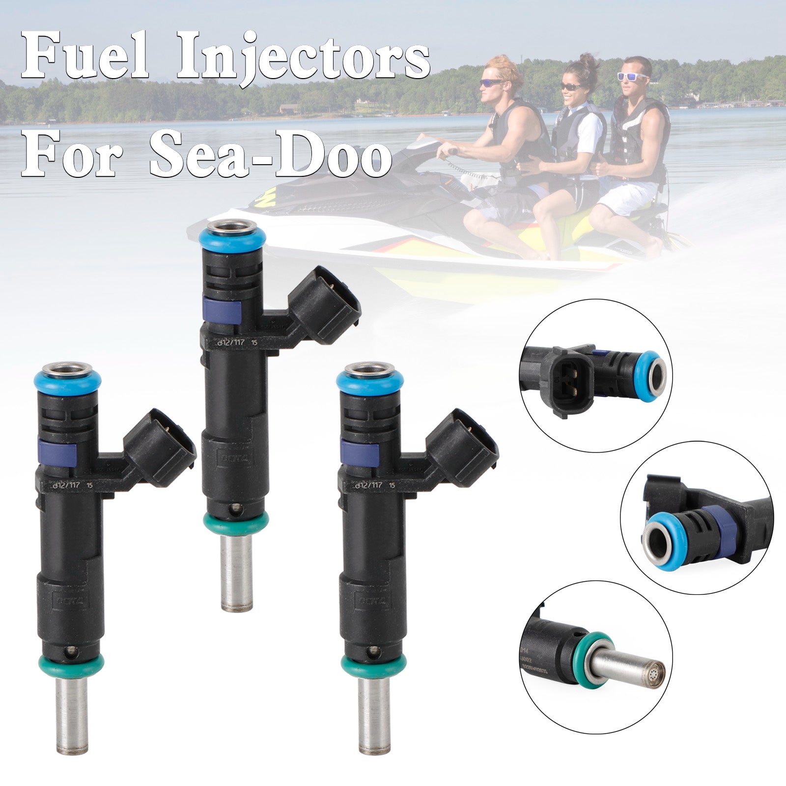 3PCS 420874836 Fuel Injectors 420874848 For Seadoo GTI 130/SE 130 GTS 130 2011-2015