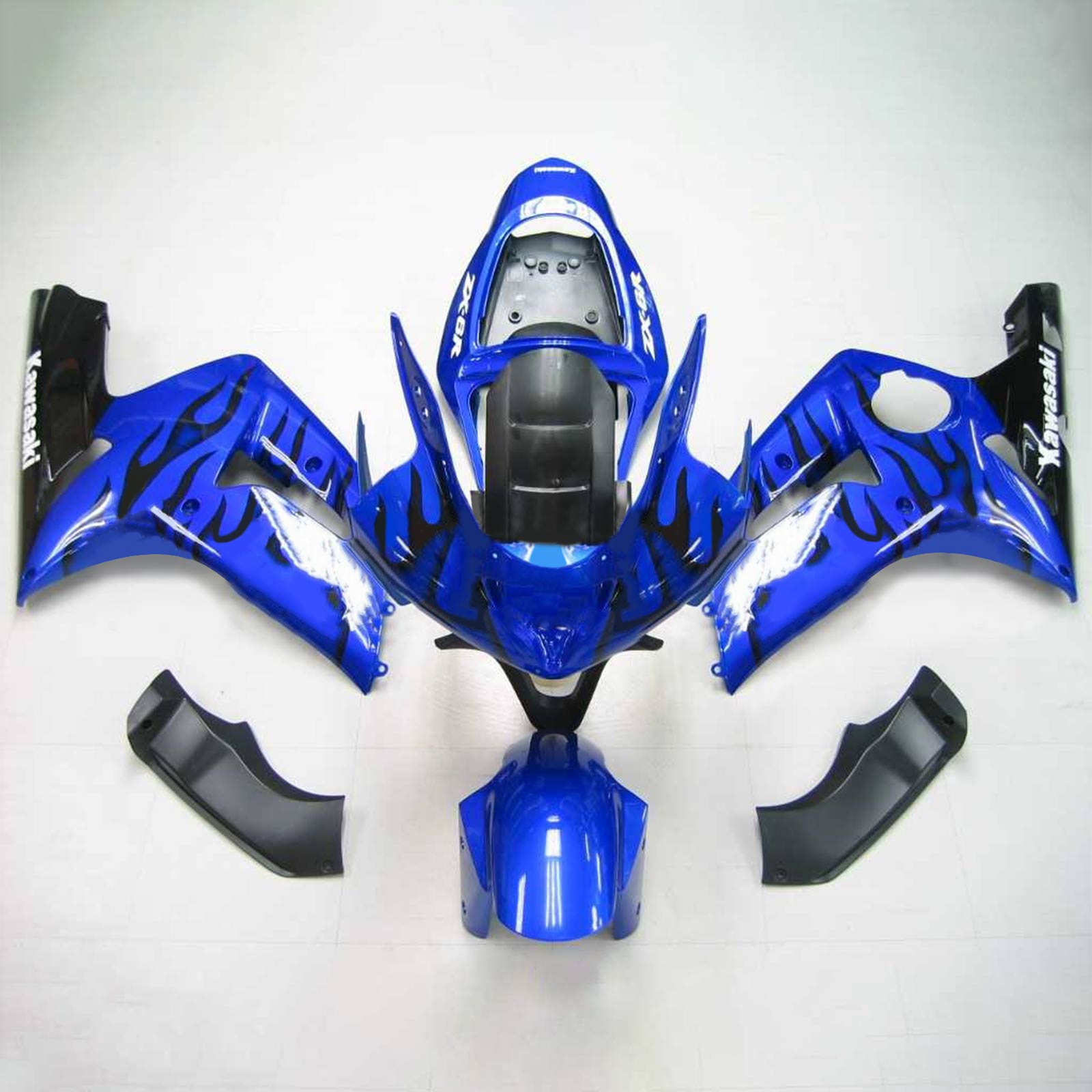 Amotopart 2003-2004 Kawasaki Zx6R 636 Blue Black Fairing Kit
