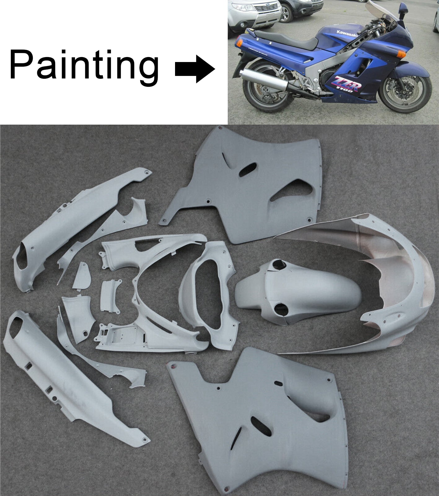 Amotopart 1993-2003 Kawasaki ZZR1100 Blue&Black Style2 Fairing Kit