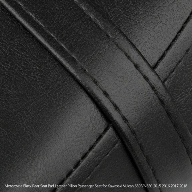 Motorcycle Black Rear Seat Pad Leather Pillion Passenger Seat for Kawasaki Vulcan 650 VN650 2015 2016 2017 2018 Generic