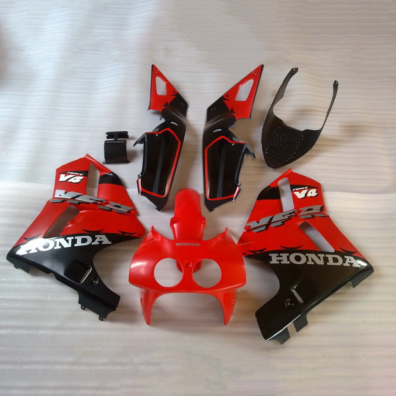 Amotopart 1988–1992 Honda VFR400R NC30 Verkleidungsset in Rot und Schwarz