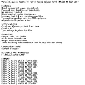 Voltage Regulator Rectifier Fit For Tm Racing Kokusan Rs4154 Mx250 4T 2004-2007